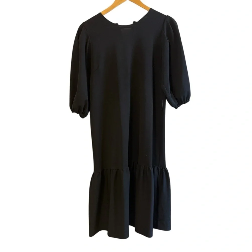 Adina Las Vegas Puff Sleeve Ruffle Hem Dress Black Women’s Small Knee Length - Picture 2 of 6